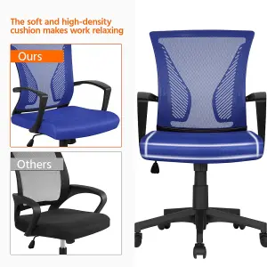 Yaheetech Ergonomic Mesh Office Chair with Mid-Back 360 Degree Rolling Casters Height Adjustable - Blue