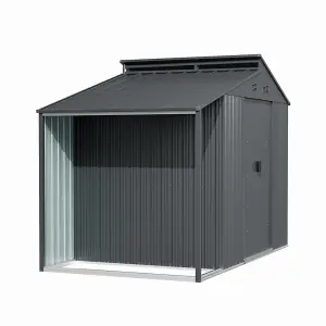 Waterproof Outdoor Metal Shed Garden Storage Tool Shed Double Door with Lean-to,Grey