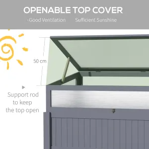 Outsunny Wood Cold Frame Mini Greenhouse with Elevated Garden Box Grey