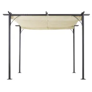 Outsunny 3x3m Outdoor Pergola Metal Gazebo Porch Awning Retractable Canopy Beige