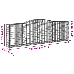 Berkfield Arched Gabion Baskets 20 pcs 400x50x120/140 cm Galvanised Iron