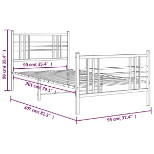 Berkfield Metal Bed Frame without Mattress with Footboard White 90x200cm