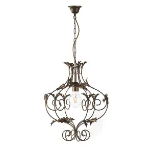 Luminosa Contessa Wire Frame Pendant Ceiling Light, Bronze