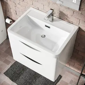 Nes Home Merton 600mm Wall Hung Gloss White Vanity Basin & Rimless Close Coupled Toilet