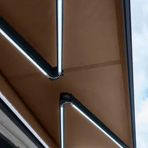 3 x 2.5m Electric Awning with LED Lights - Beige Canopy