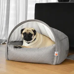 Hooded / Dome Pet Bed Beige / Small (40cm H x 65cm W x 55cm D)