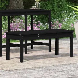 Berkfield Garden Bench Black 109x44x45 cm Solid Wood Pine