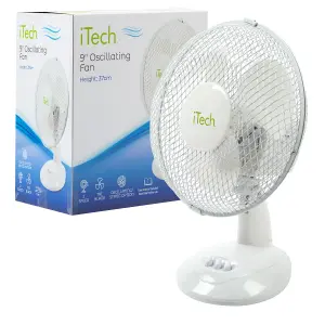 11 Inch White Desk Fan Oscillating 2 Speed Table Top Cooling Device