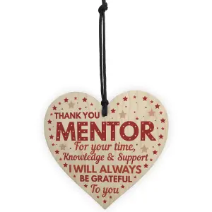 Red Ocean Thank You Gifts For Teacher Mentor Handmade Wooden Hanging Heart Plaque Sign Leaving Gifts For Coach Tutor