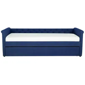 Fabric EU Single Trundle Bed Blue LIBOURNE