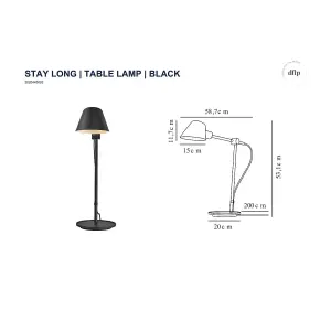 Nordlux DFTP Stay Long Indoor Living Dining Bedroom Table Lamp In Black (Diam) 15cm