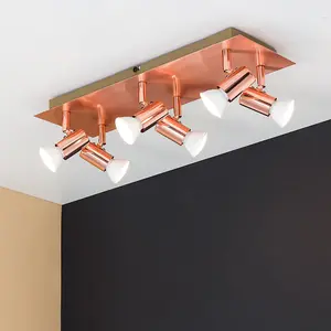 ValueLights Consul Modern Rectangular Copper Effect 6 Way Adjustable GU10 Ceiling Spotlight