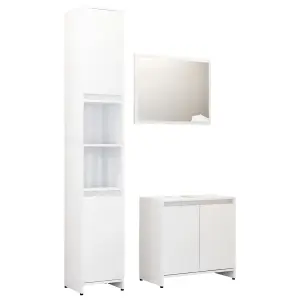 Berkfield 3 Piece Bathroom Furniture Set High Gloss White Engineered Wood