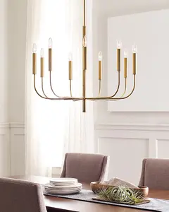 Elstead Brianna 9 Light Chandelier, Burnished Brass, E14