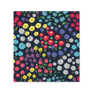 Multicoloured Flower Pattern Premium Glass Kitchen Splashback W700mm x H650mm