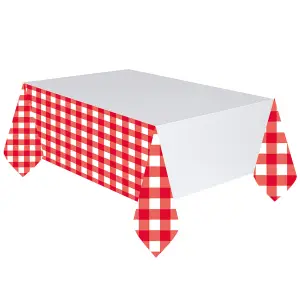 Amscan Plastic Gingham Party Table Cover Red/White (One Size)