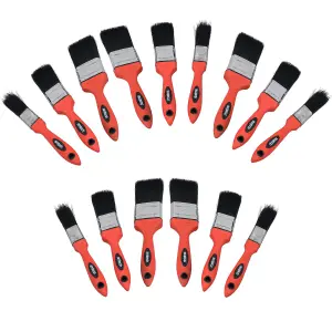 15pc Paint Brush No Bristle Loss Set For Painting + Decorating Soft Grip Handle