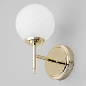 Litecraft Preston Brass Bathroom Globe Wall Light