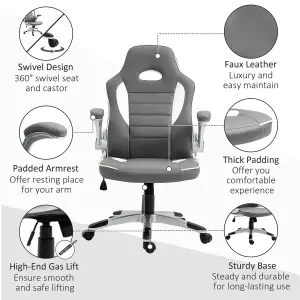 Vinsetto Gaming Chair PU Leather Office Chair Swivel Chair Grey