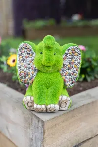 Elephant Garden Ornament with Flocked Moss