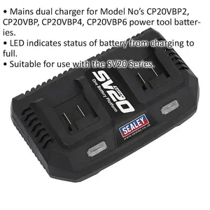 20V Dual Battery Charger for SV20 Series Lithium-ion Batteries - 230V Supply