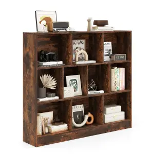 COSTWAY 10-Cube Bookshelf 3-Tier Wood Display Shelf 120cm Storage Organizer