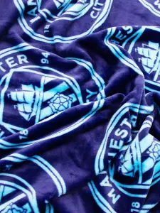 Manchester City FC Crest Soft Fleece Blanket, Throw Blue