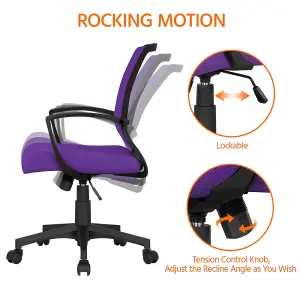 Yaheetech Mid-back Mesh Office Chair Computer Chair - Purple