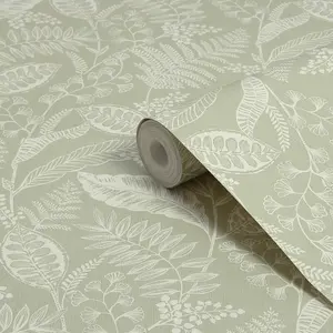 Fresco Artisan Leaf Sage Wallpaper