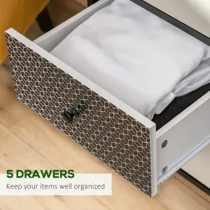 HOMCOM Chest of Drawers, 5 Drawer Storage Organizer Unit Bedroom Living Room