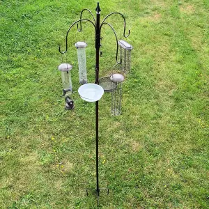 Metal Complete Bird Feeding Station with 4 Large Feeders & Stabiliser Stand