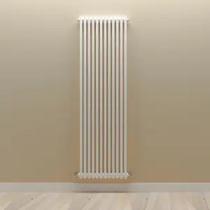 Vertical White Double Column Radiator (H) 1800mm x (W) 560mm, 7512 BTU.