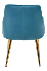 Light Blue Velvet Angular Dining Chair, Gold Finish Accent Chair,Decorative Chair,Kitchen Chair,Patio Chair