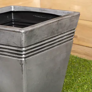 33cm Square Milano Grey Pewter Garden Patio Plant Pot