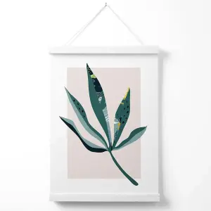 Palm Leaf Teal and Green Mid Century Modern  Poster with Hanger / 33cm / White