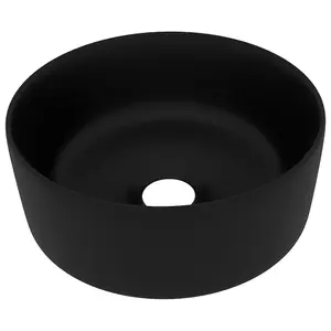 Berkfield Luxury Wash Basin Round Matt Black 40x15 cm Ceramic