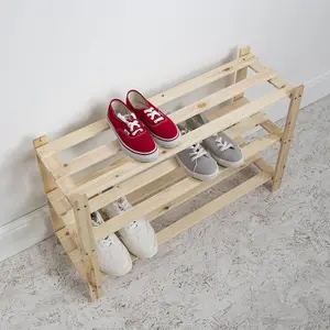 3 Tier Shoe Rack in Natural Pine