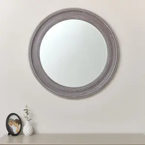 Melody Maison Large Round Rustic Wooden Wall Mirror 80cm x 80cm