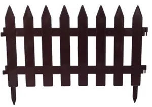 Fence Garden Fencing Lawn Edging Home Tree Fence Barrier 6 Colours Picket 3.2m Brown