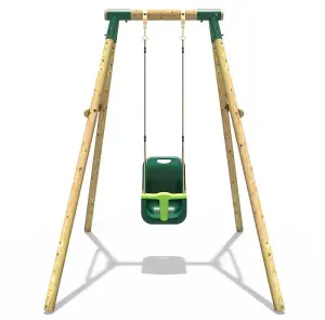 Rebo Wooden Garden Swing Set with Baby Seat - Pluto Green