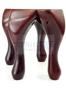 QUEEN ANNE WOODEN LEGS 250mm MAHOGANY HIGH SET OF 4 REPLACEMENT FURNITURE FEET   (Self Fixed)