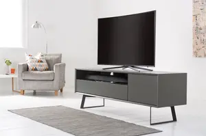 Carbon TV-Stand with 1 Flap and 1 Door Grey