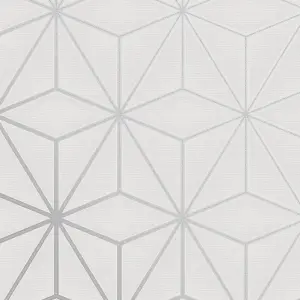 GoodHome Tattenhall Grey Metallic effect Geometric Textured Wallpaper