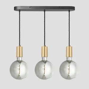 Industville Sleek Large Edison Oval Cluster Lights, 3 Wire, Brass