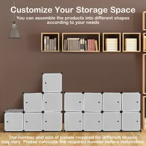 COSTWAY 16-Cube Modular Storage Unit Bedroom DIY Wardrobe Closet w/ 2 Hanging Rods