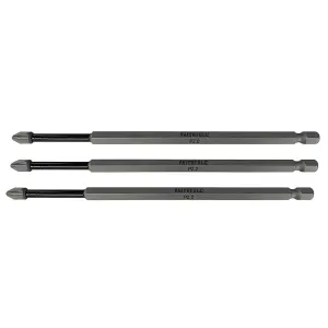 Faithfull 150mm Long Impact PZ2 Screwdriver Bits Pozi 1/4 Hex x3 FAISBPZ2150I