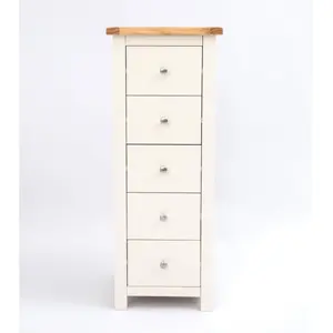 Maggiori 5 Drawer Narrow Chest of Drawers Chrome Knob