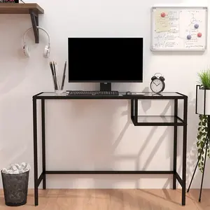 Berkfield Computer Desk Transparent 100x36x74 cm Glass