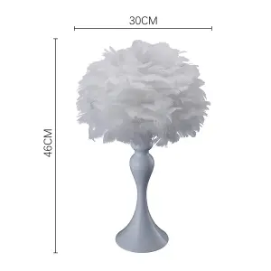 White Accent Ceramic Feather Bedroom Bedside Table Lamp with LED Light 30cm x 46cm