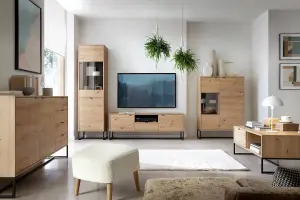 Elegant Oak Artisan TV Cabinet W1530mm H540mm D390mm - Versatile Storage for Modern Living Spaces